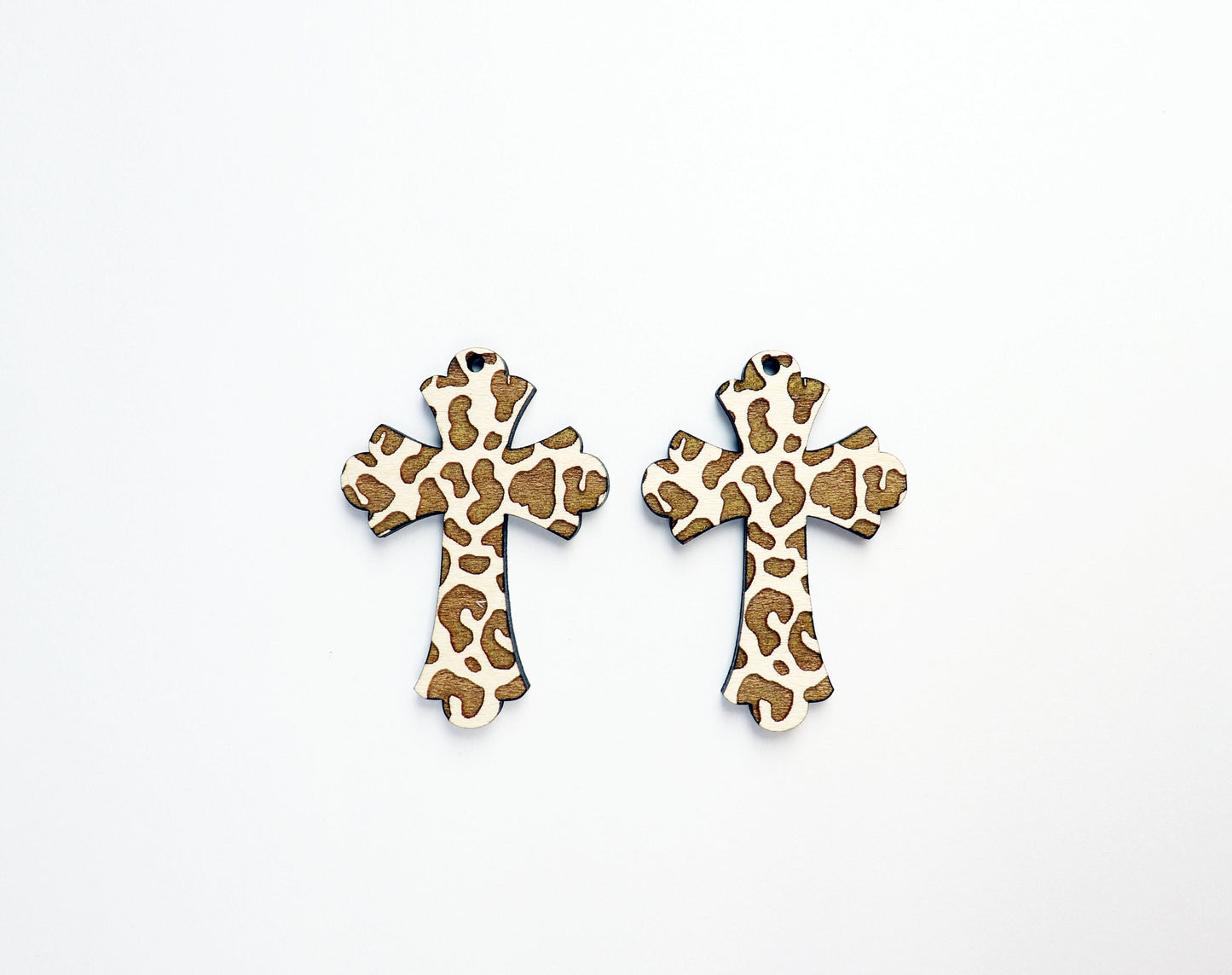 Leopard print Wood cross blanks, earring blanks, wood blanks