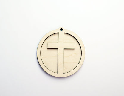 2 Piece Cross car charm,  wood blanks, wood cutouts