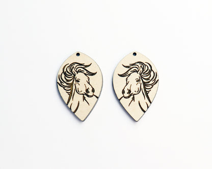 Horse Wood earring blanks, DIY earrings, earring blanks, sold per set