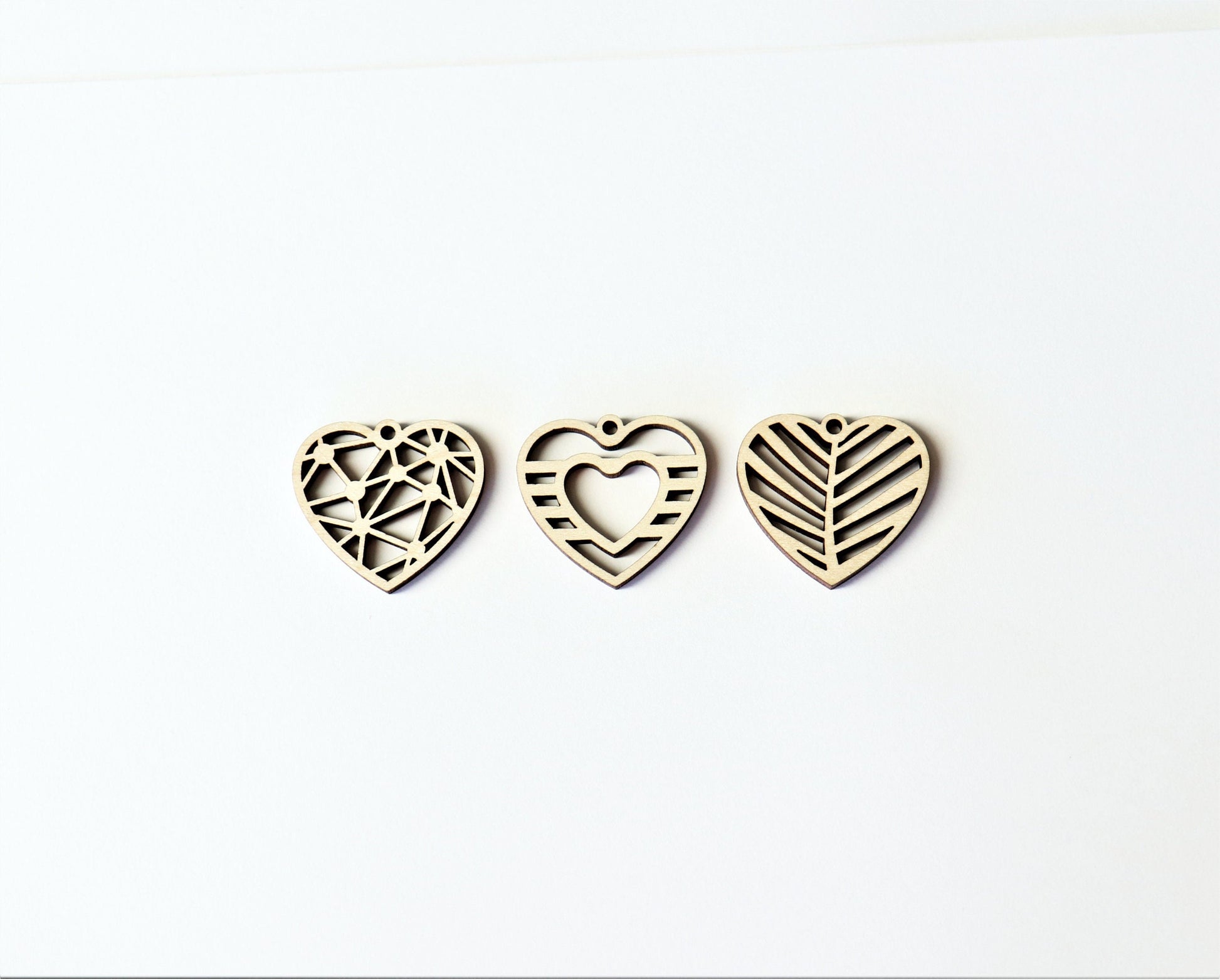 Heart earrings Wood earrings, sold per set