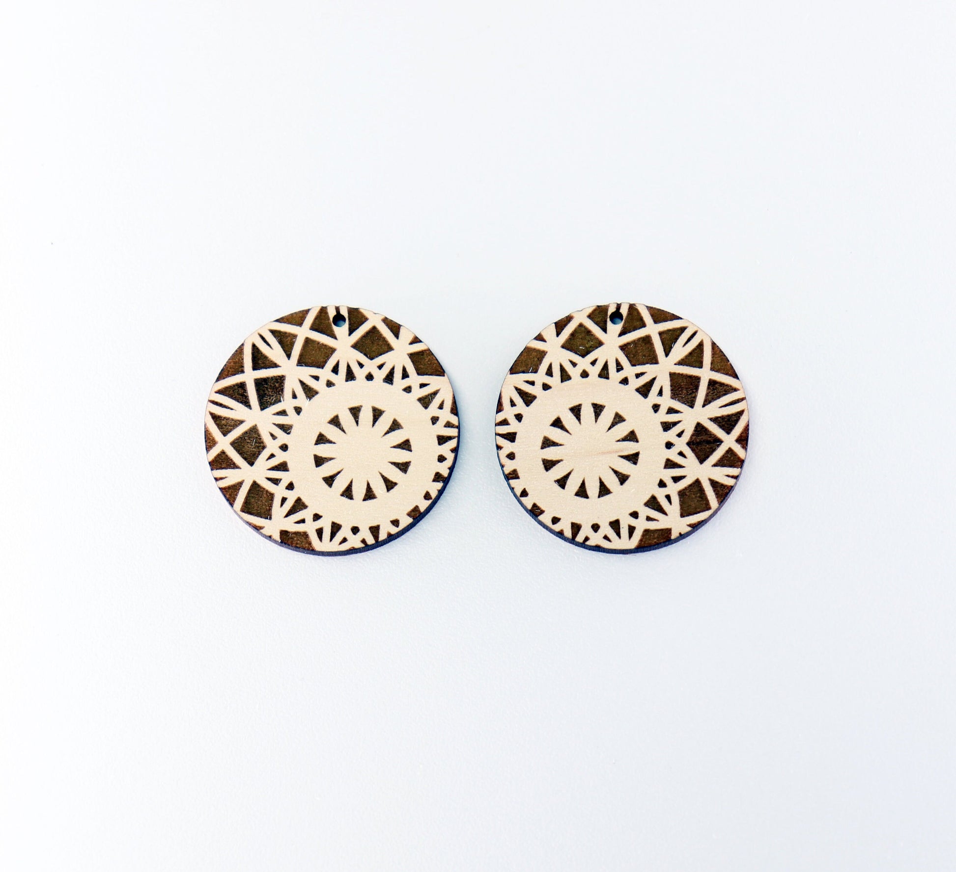 Round wood earring blanks, DIY earrings, earring blanks, sold per set