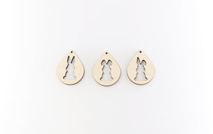 Bunny wood earring blanks, wood cutouts, earring blanks