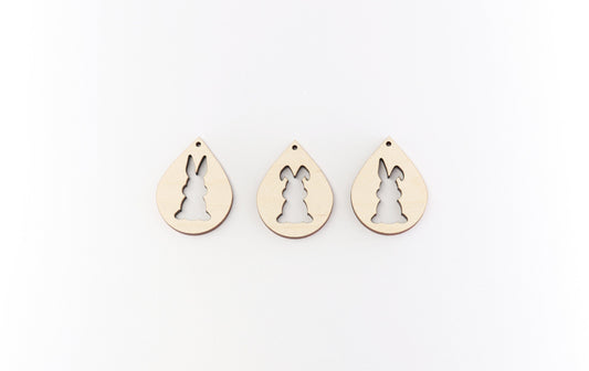 Bunny wood earring blanks, wood cutouts, earring blanks