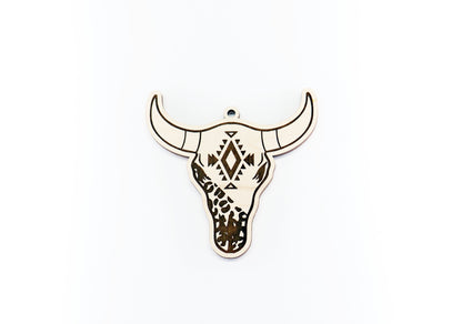 Aztec Bull Car charm blank,  wood blanks, wood cutouts