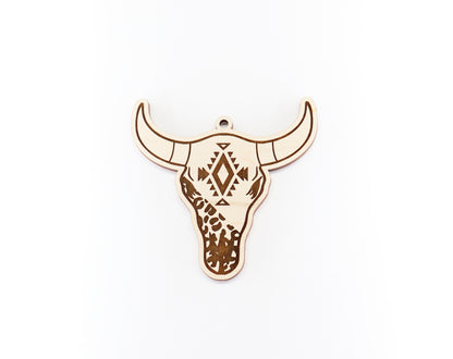 Aztec Bull Car charm blank,  wood blanks, wood cutouts