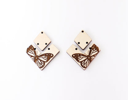 Butterfly Wood earring blanks, DIY earrings, earring blanks, sold per set