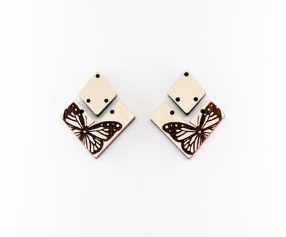 Butterfly Wood earring blanks, DIY earrings, earring blanks, sold per set