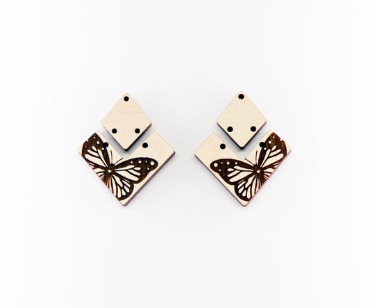 Butterfly Wood earring blanks, DIY earrings, earring blanks, sold per set