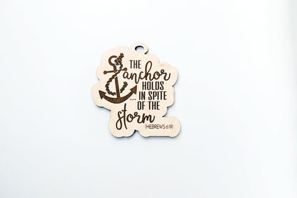 Anchor car charm, Religious car charm blank,  wood blanks