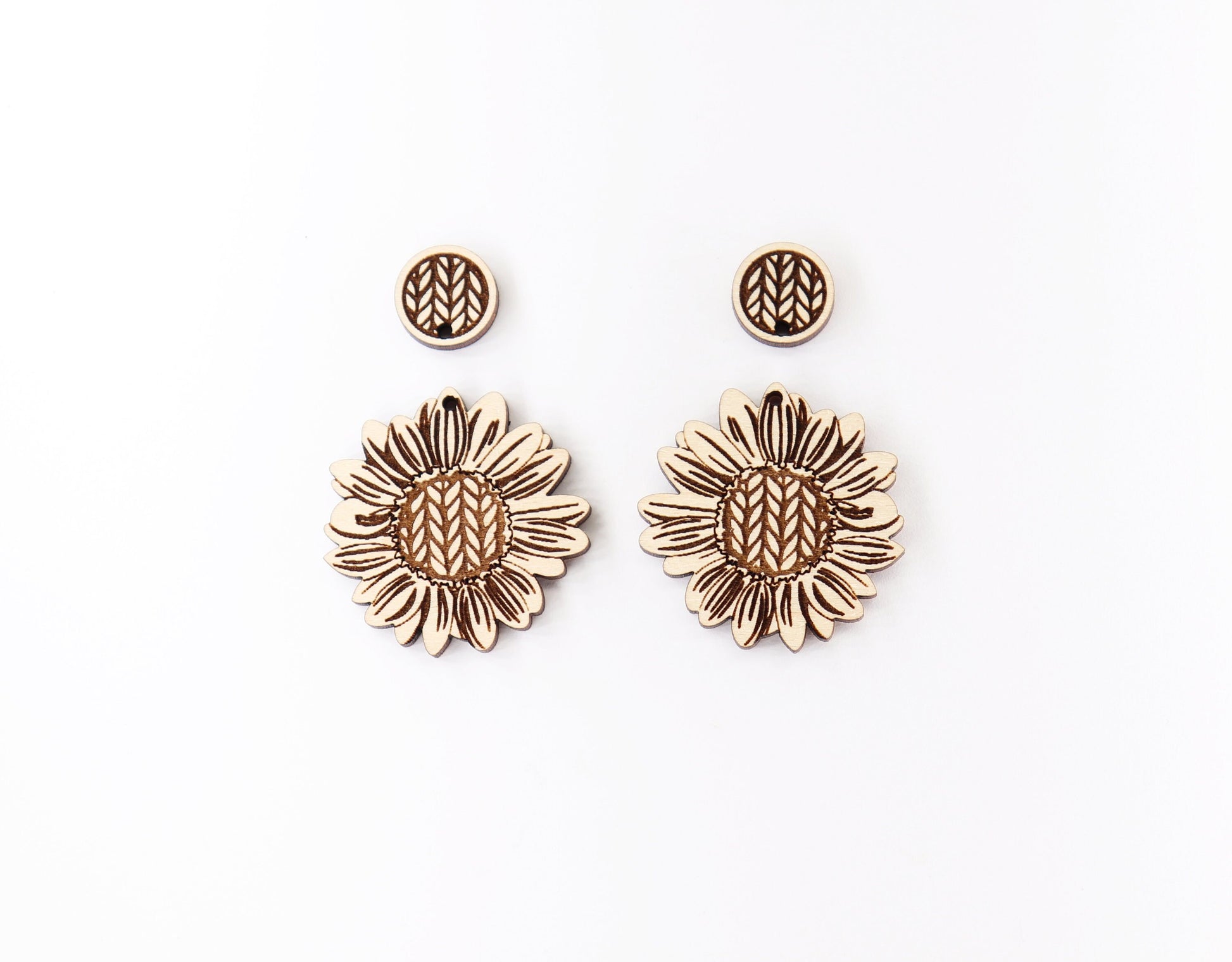 2 Piece Sunflower blanks, earring blanks, wood cutouts