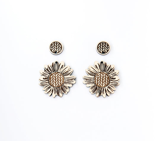 2 Piece Sunflower blanks, earring blanks, wood cutouts