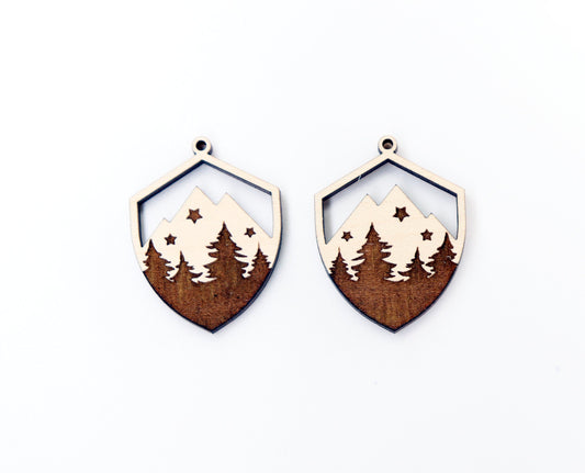 Mountain earring blanks,  laser cutouts, wood cutouts, sold per set