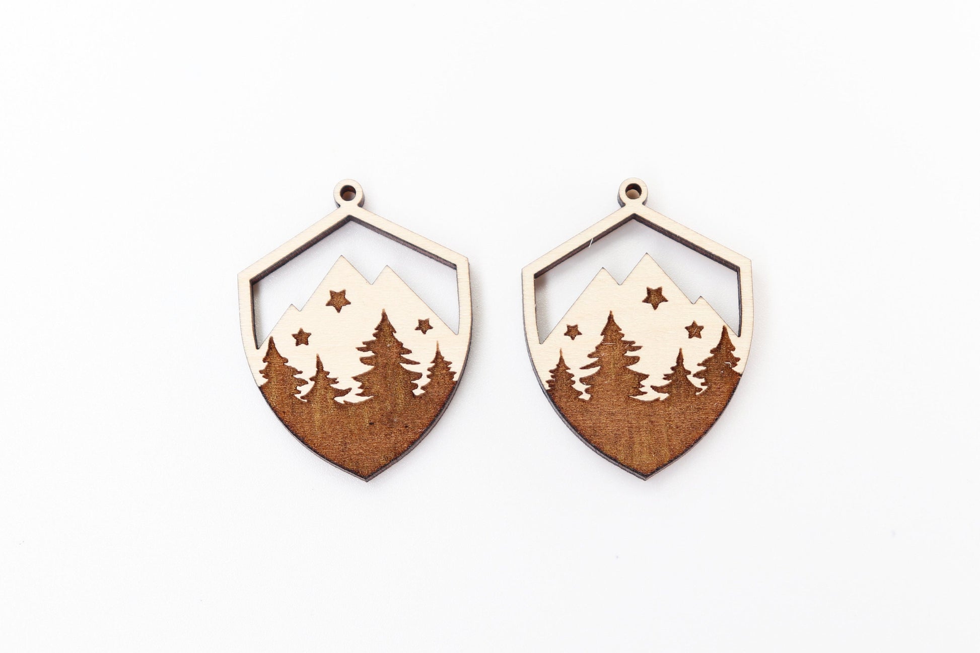 Mountain earring blanks,  laser cutouts, wood cutouts, sold per set