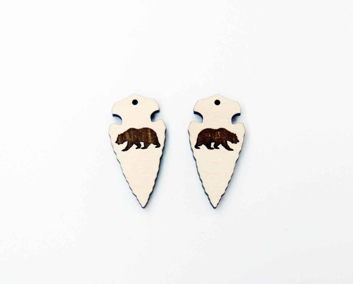 Arrowhead earring blanks,  laser cutouts, wood cutouts, sold per set