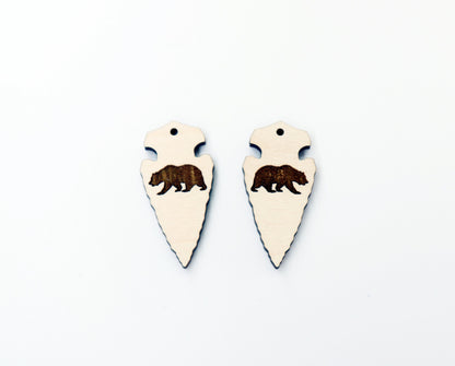 Arrowhead earring blanks,  laser cutouts, wood cutouts, sold per set