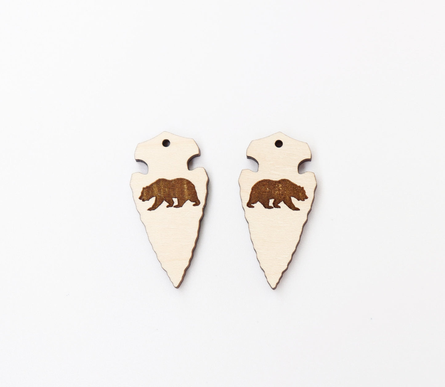 Arrowhead earring blanks,  laser cutouts, wood cutouts, sold per set