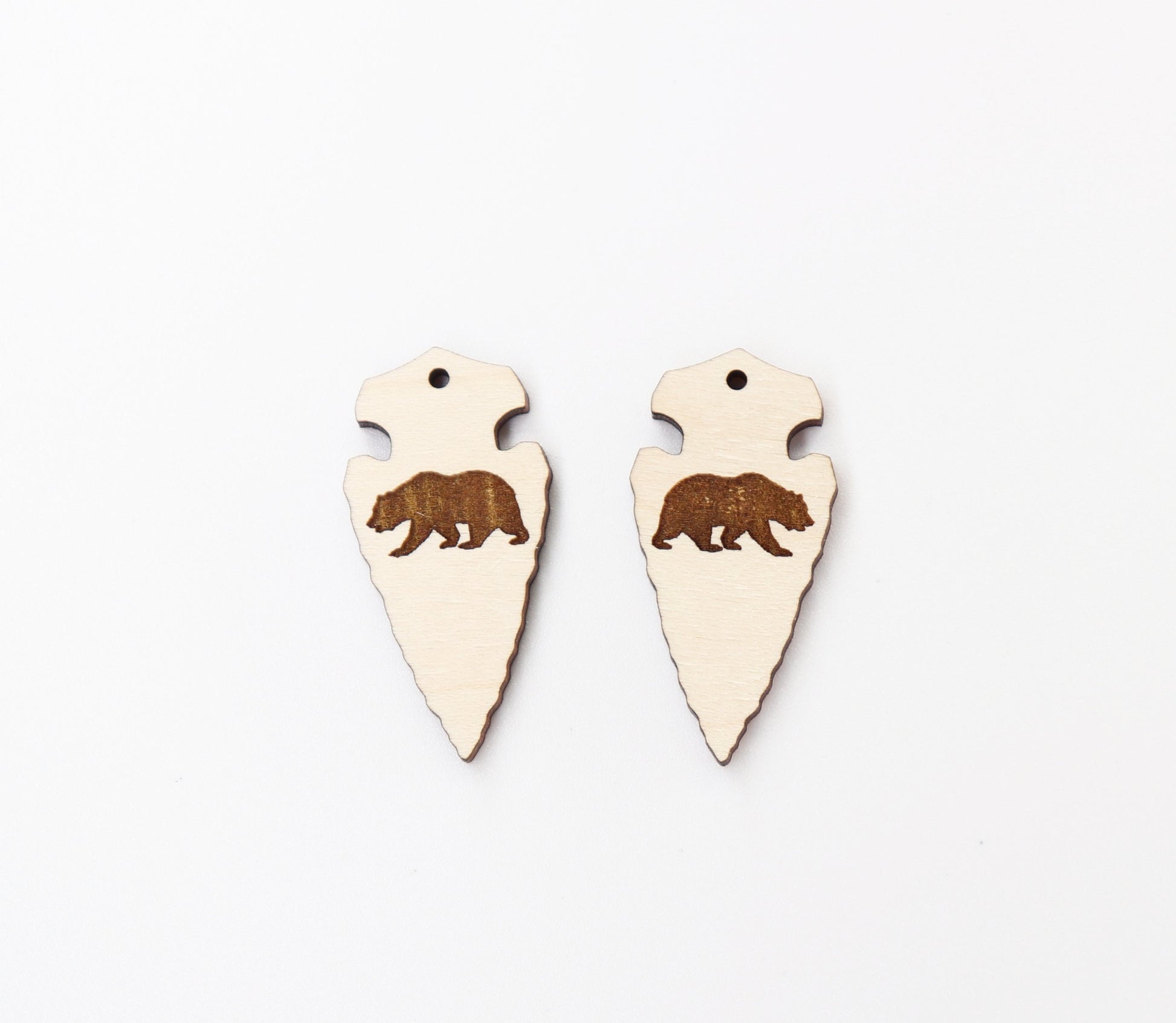 Arrowhead earring blanks,  laser cutouts, wood cutouts, sold per set