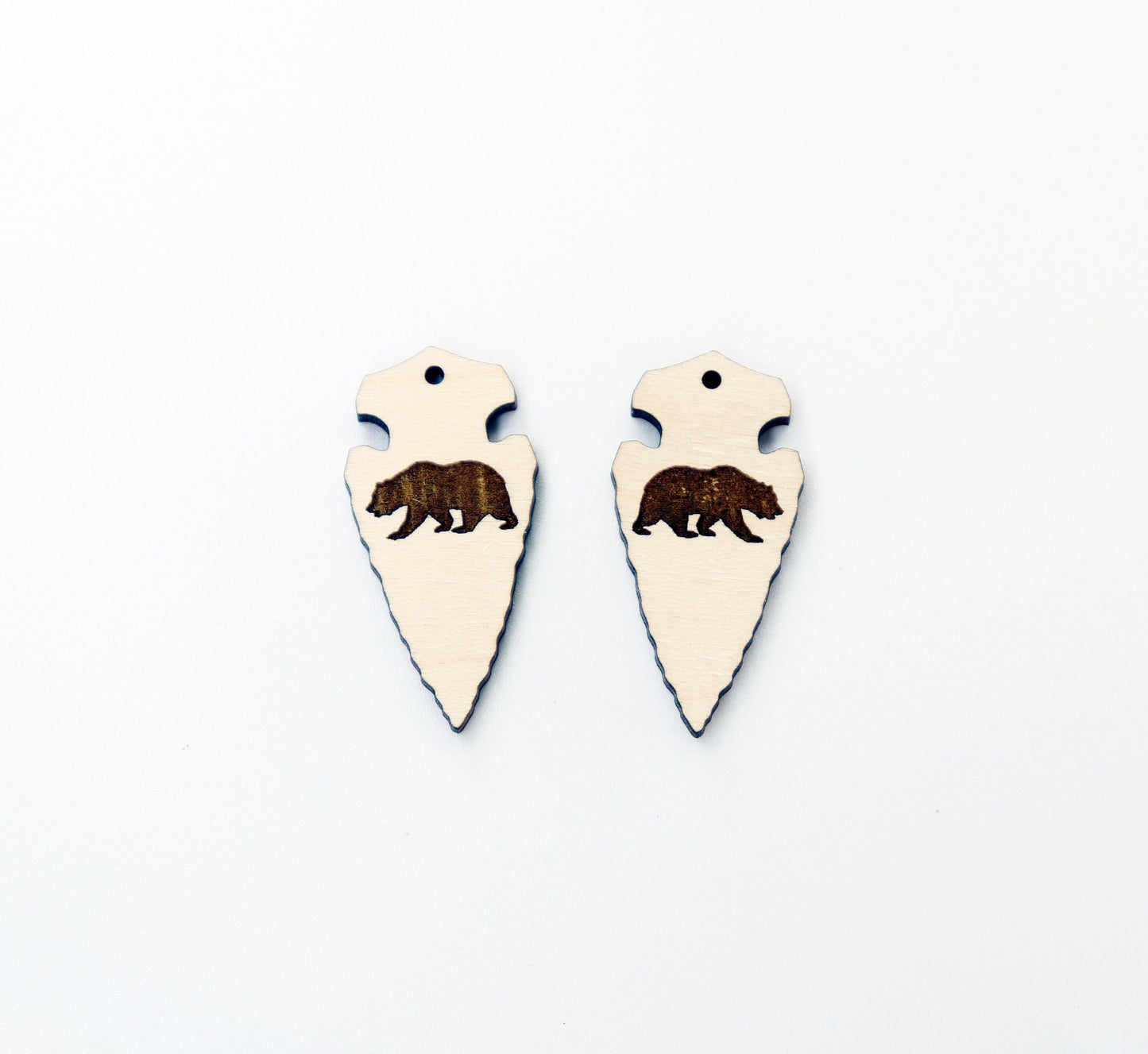 Arrowhead earring blanks,  laser cutouts, wood cutouts, sold per set