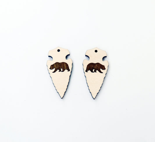 Arrowhead earring blanks,  laser cutouts, wood cutouts, sold per set