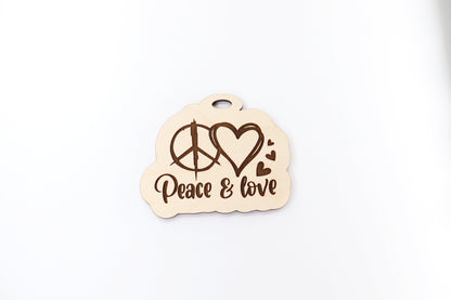 Peace and love  car charm, car charm blank, wood blanks, wood cutouts