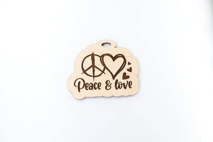 Peace and love  car charm, car charm blank, wood blanks, wood cutouts