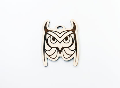 Owl car charm, car charm blank, wood blanks, wood cutouts