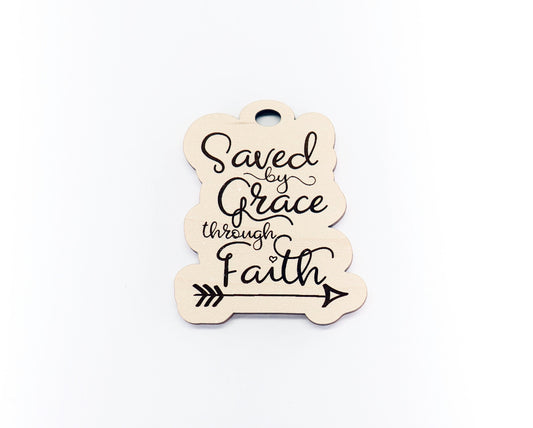 Saved by grace car charm, Religious car charm blank,  wood blanks