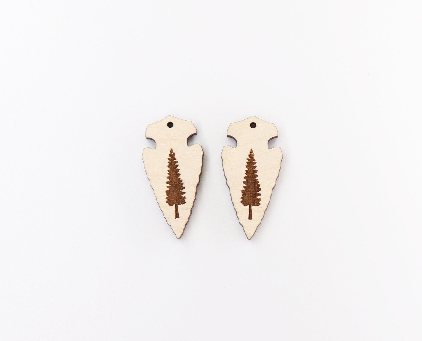 Arrowhead earring blanks,  laser cutouts, wood cutouts, sold per set