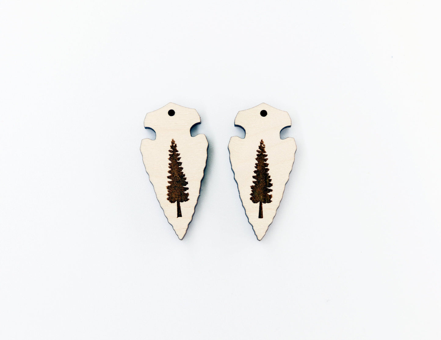 Arrowhead earring blanks,  laser cutouts, wood cutouts, sold per set