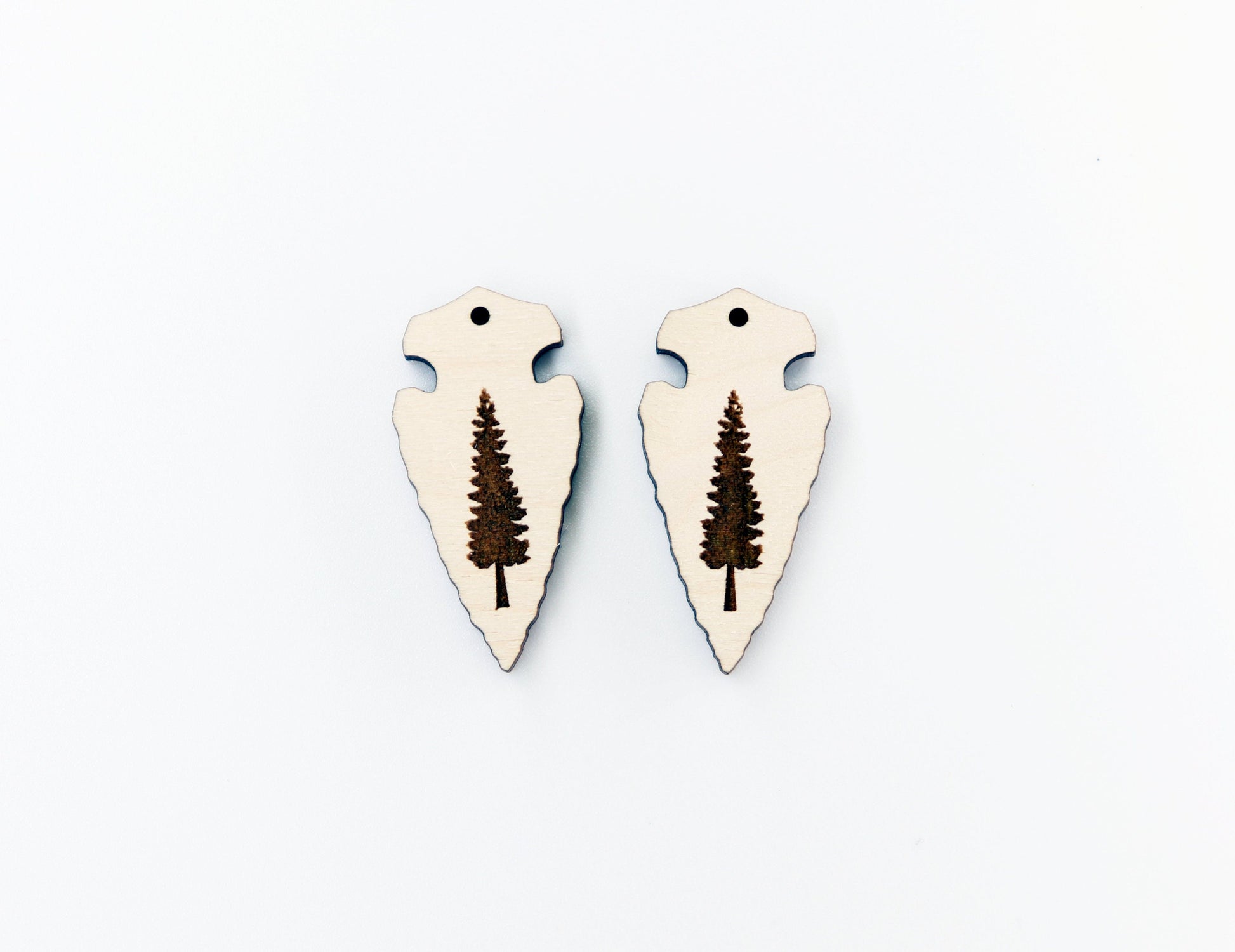 Arrowhead earring blanks,  laser cutouts, wood cutouts, sold per set