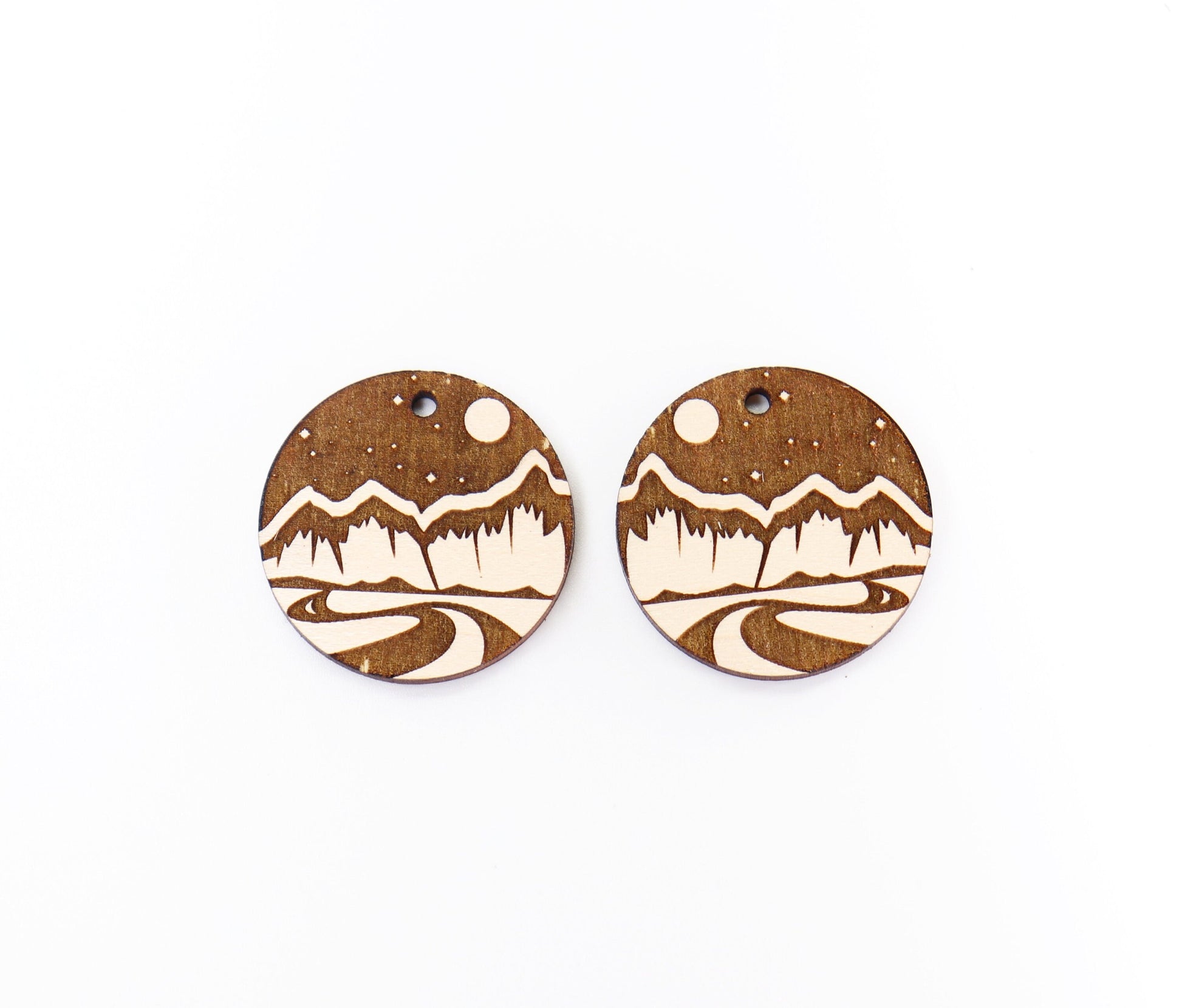 Landscape wood earring blanks, wood earring blanks, sold per set