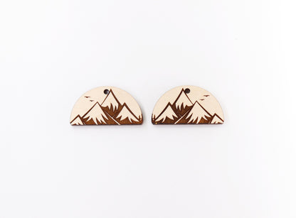 Landscape wood earring blanks, wood earring blanks, sold per set