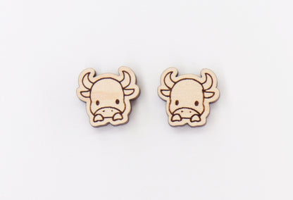 Baby cow stud blanks, wood earring blanks, cow cutouts