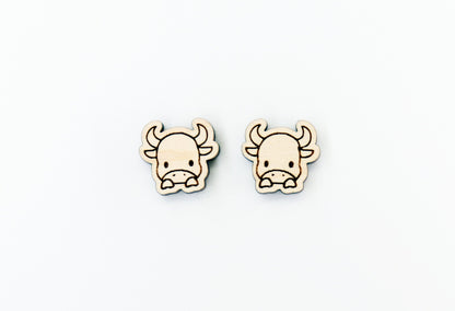 Baby cow stud blanks, wood earring blanks, cow cutouts