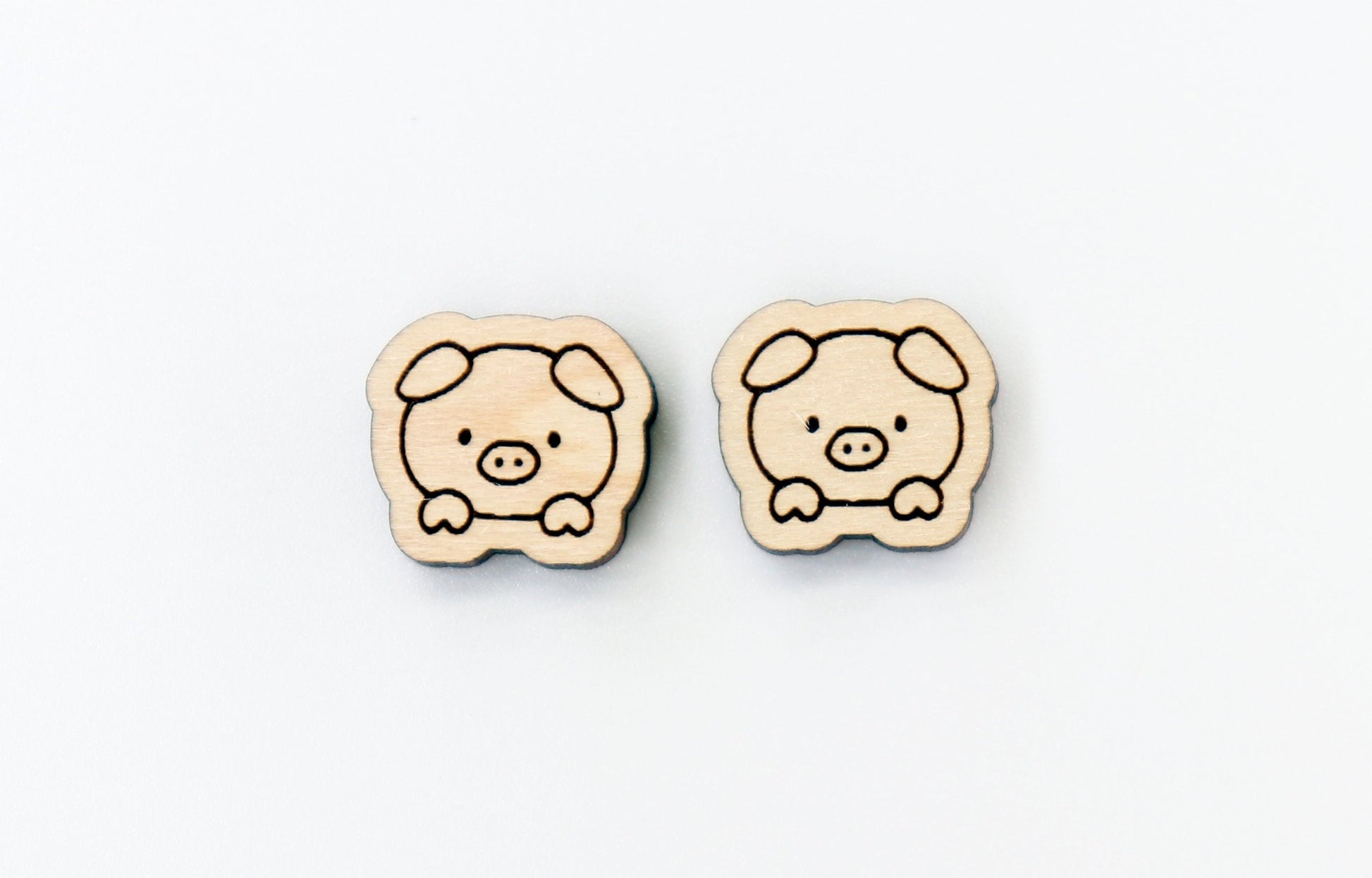 Baby pig stud blanks, wood earring blanks, pig cutouts