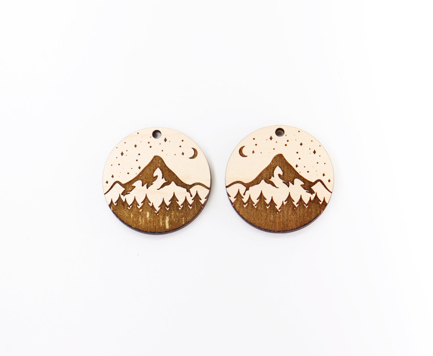 Mountain wood earring blanks, wood earring blanks, sold per set