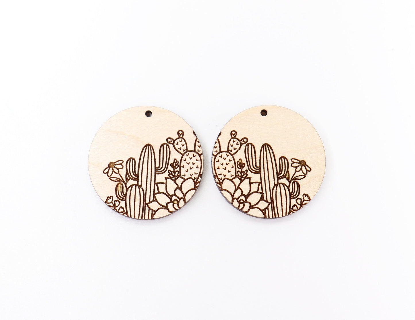 Cactus wood earring blanks, wood earring blanks, sold per set