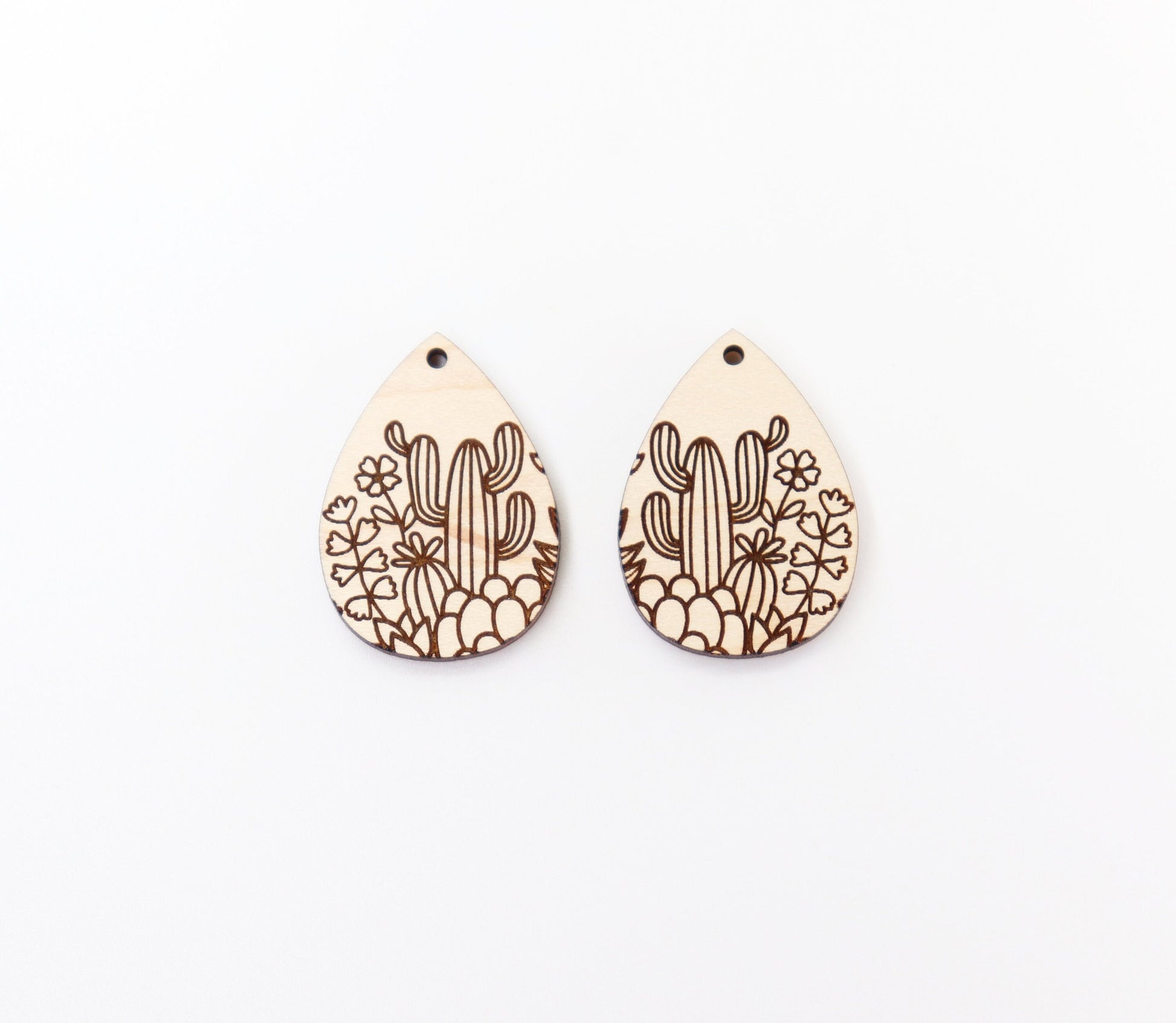 Cactus wood earring blanks, wood earring blanks, sold per set