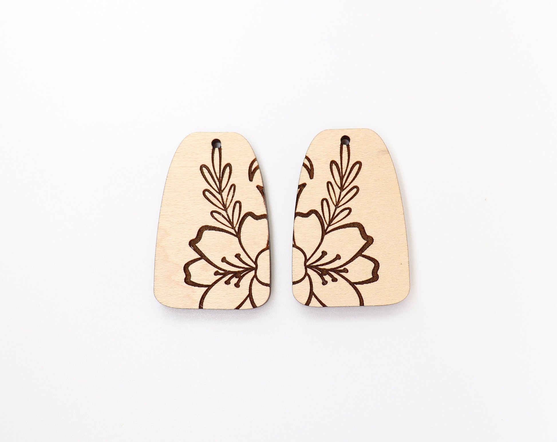 Flower Wood earring blanks, DIY earrings, earring blanks, sold per set