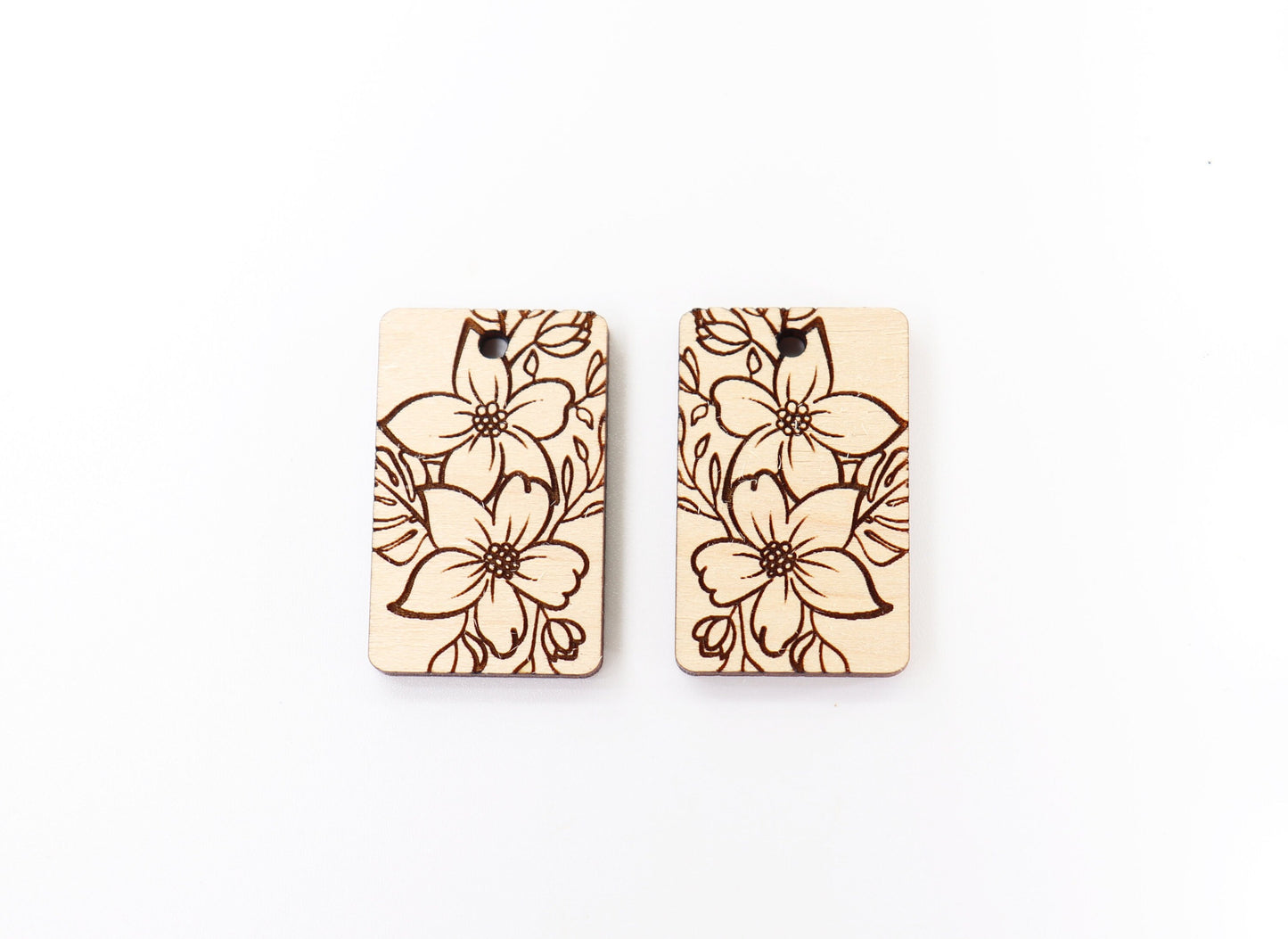 Flower Wood earring blanks, DIY earrings, earring blanks, sold per set