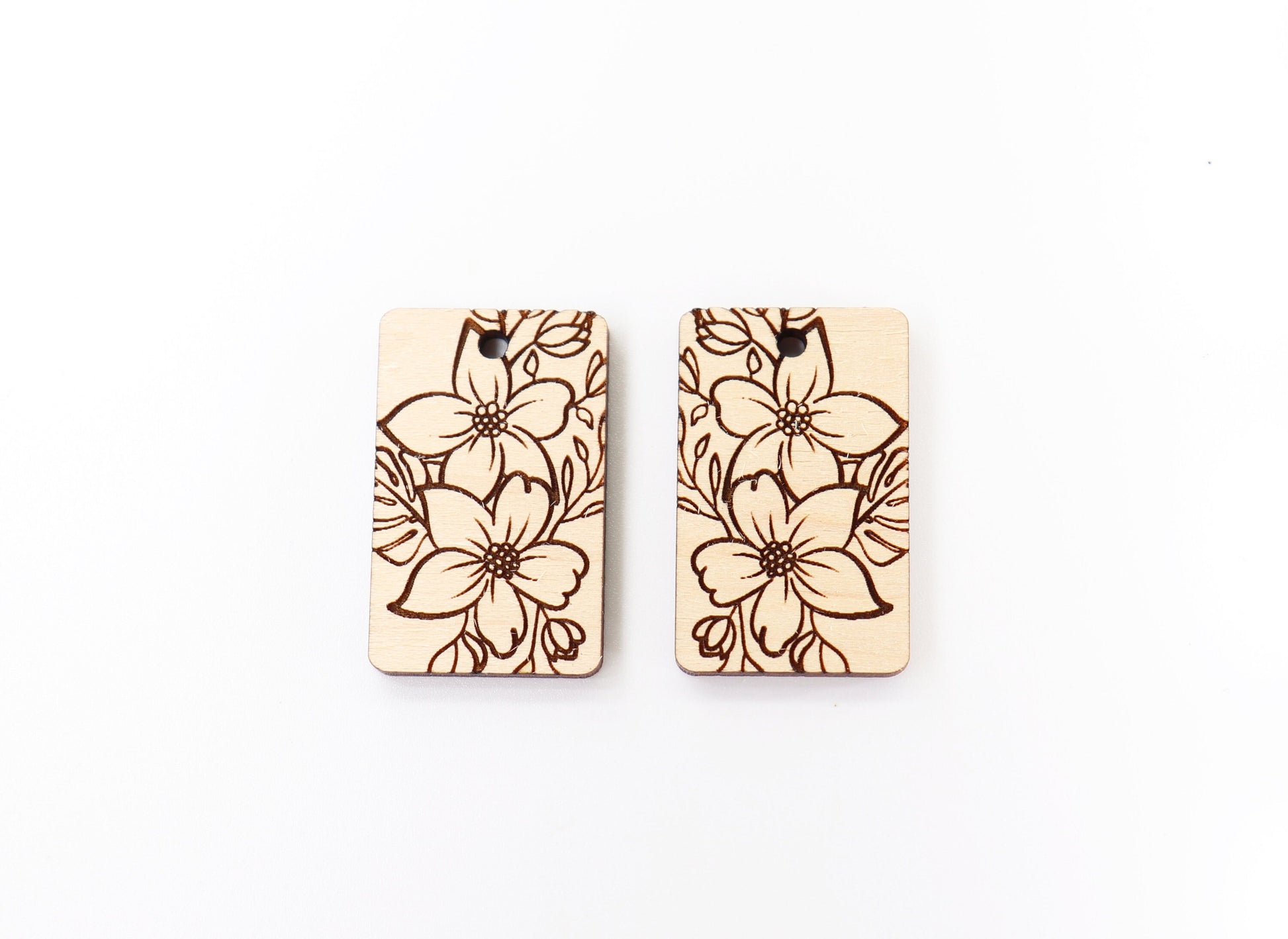 Flower Wood earring blanks, DIY earrings, earring blanks, sold per set