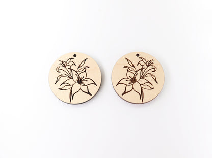 Flower Wood earring blanks, DIY earrings, earring blanks, sold per set