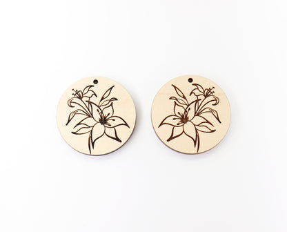 Flower Wood earring blanks, DIY earrings, earring blanks, sold per set