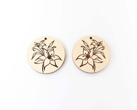 Flower Wood earring blanks, DIY earrings, earring blanks, sold per set