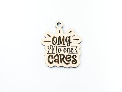 No one cares car charm, car charm blank, wood blanks, wood cutouts