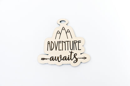 Adventure awaits charm, car charm blank, wood blanks, wood cutouts