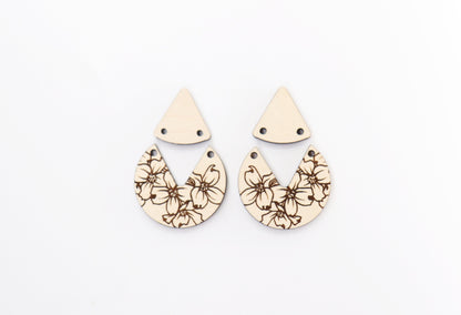 2 piece Earring blanks, DIY earrings, flower earrings, sold per set