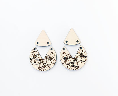 2 piece Earring blanks, DIY earrings, flower earrings, sold per set