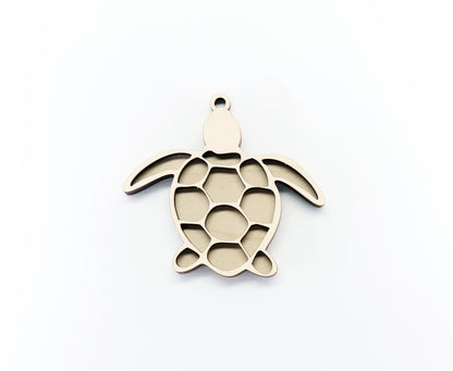 2 Layer Sea turtle car charm,  wood blanks, wood cutouts, turtle cutouts