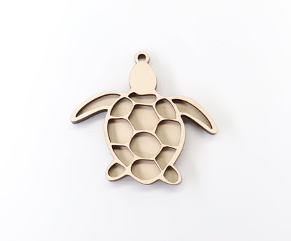 2 Layer Sea turtle car charm,  wood blanks, wood cutouts, turtle cutouts